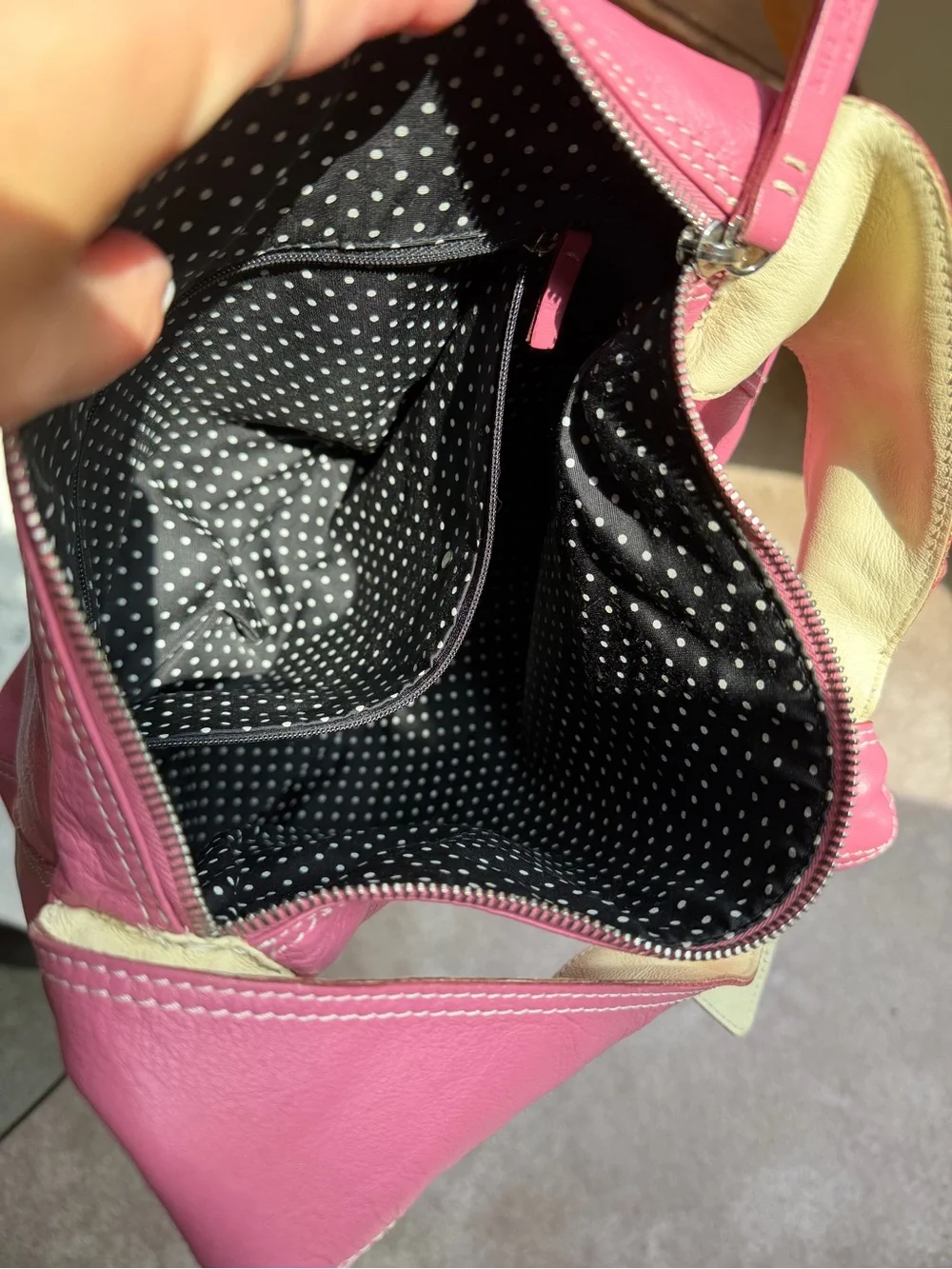 kate spade RARE Y2K VTG Made in Italy Pink Leather Hobo Bag w/Cream Accents